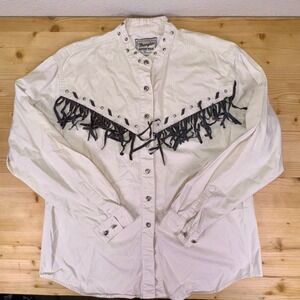 Wrangler Western Wear Fringe Studded Women's Top‎ Shirt Long Sleeve